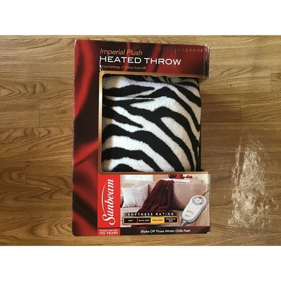 Sunbeam Bedding Sunbeam Heated Throw Imperial Plush Zebra 3 Hour